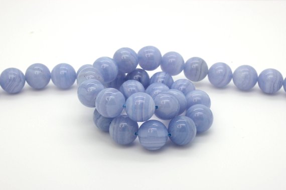 Blue Lace Agate Beads, Grade Aa Natural Agate Smooth Round Ball Sphere Gemstone Beads, (6mm 8mm 10mm 12mm ) - Rn57