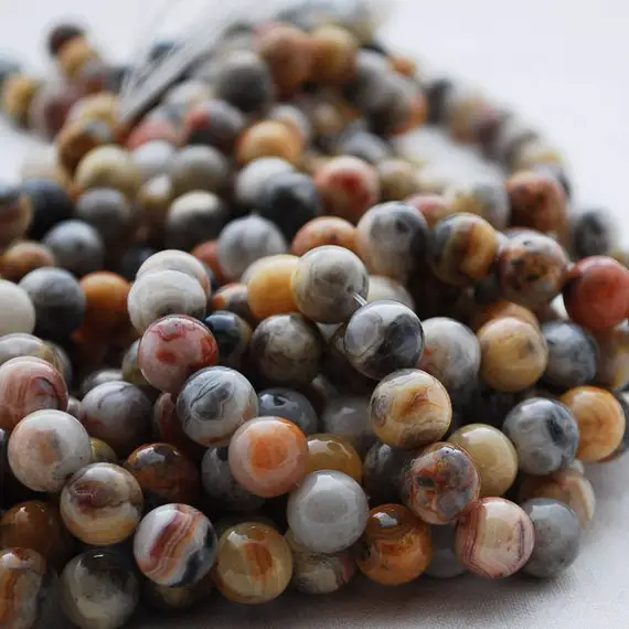 High Quality Grade A Natural Crazy Lace Agate Semi-precious Gemstone Round Beads - 4mm, 6mm, 8mm, 10mm Sizes - 15" Strand