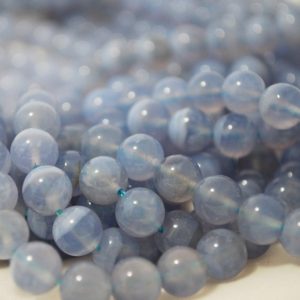 Shop Blue Lace Agate Round Beads! Natural Blue Lace Agate Semi-precious Gemstone Round Beads – 4mm, 6mm, 8mm, 10mm sizes – 15" strand | Natural genuine round Blue Lace Agate beads for beading and jewelry making.  #jewelry #beads #beadedjewelry #diyjewelry #jewelrymaking #beadstore #beading #affiliate #ad