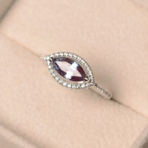 Shop Alexandrite Rings! Alexandrite ring, party ring, marquise cut gemstone, June birthstone, sterling silver ring, color changing gems ring, halo ring | Natural genuine Alexandrite rings, simple unique handcrafted gemstone rings. #rings #jewelry #shopping #gift #handmade #fashion #style #affiliate #ad