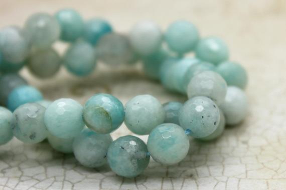 Natural Amazonite Beads, Polisehd Amazonite Faceted Round Gemstone Beads (6mm 8mm 10mm) - Pg308