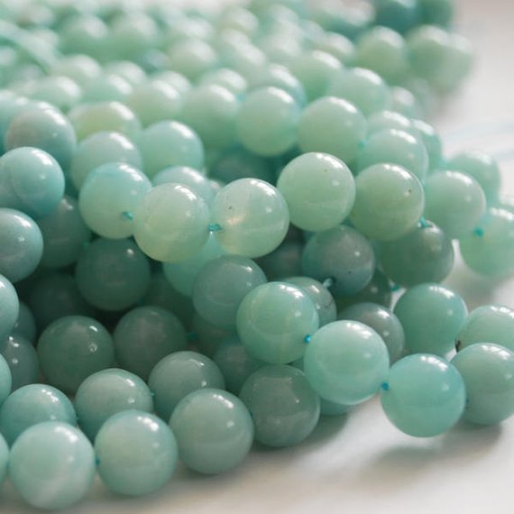 Natural Amazonite Semi-precious Gemstone Round Beads - 4mm, 6mm, 8mm, 10mm 12mm Sizes - 15" Strand