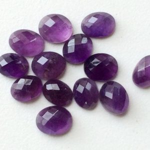 Shop Amethyst Cabochons! 11x9mm -13x11mm Amethyst Oval Faceted Cabochon, Oval Rose Cut Amethyst For Jewelry, Beautiful African Amethyst (5Pcs To 10 Pcs Options) | Natural genuine stones & crystals in various shapes & sizes. Buy raw cut, tumbled, or polished gemstones for making jewelry or crystal healing energy vibration raising reiki stones. #crystals #gemstones #crystalhealing #crystalsandgemstones #energyhealing #affiliate #ad