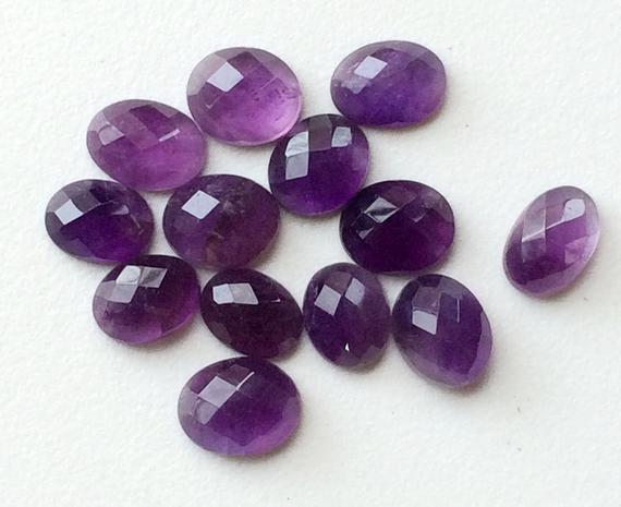11x9mm -13x11mm Amethyst Oval Faceted Cabochon, Oval Rose Cut Amethyst For Jewelry, Beautiful African Amethyst (5pcs To 10 Pcs Options)