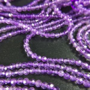Shop Amethyst Faceted Beads! 2mm Faceted Amethyst Round Beads Micro Faceted Amethyst Quartz Beads Tiny Small Gemstone Beads Jewelry Beads 15.5" Full Strand | Natural genuine faceted Amethyst beads for beading and jewelry making.  #jewelry #beads #beadedjewelry #diyjewelry #jewelrymaking #beadstore #beading #affiliate #ad