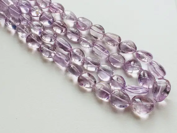 6x5mm To 13x10mm Pink Amethyst Plain Oval Beads, Pink Amethyst Smooth Oval Beads, Pink Amethyst For Jewelry (4.5in To 9in Options)