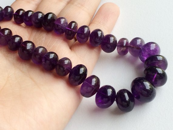 6-13mm Amethyst Plain Rondelle Beads, Natural Purple Amethyst Plain Rondelle Beads, Purple Amethyst For Jewelry (7in To 14in Options)