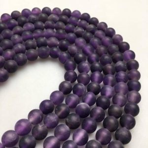 Shop Amethyst Beads! 2.0mm Hole Amethyst Matte Round Beads 6mm 8mm 10mm 15.5" Strand | Natural genuine beads Amethyst beads for beading and jewelry making.  #jewelry #beads #beadedjewelry #diyjewelry #jewelrymaking #beadstore #beading #affiliate #ad