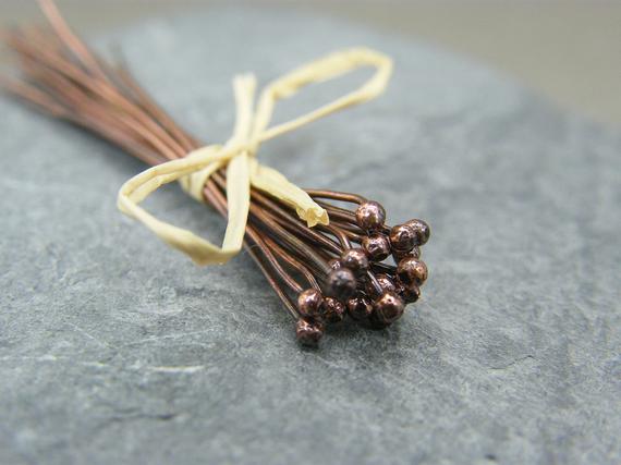 Handmade Antique Copper Ball Head Pins - 2 Inch