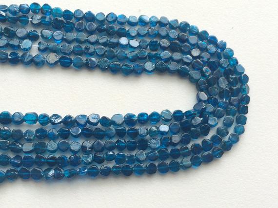 5mm Neon Apatite Beads, Neon Blue Apatite Plain Coin Beads, Apatite Gemstone, 13 Inches Neon Apatite For Necklace (1st To 5st Options)