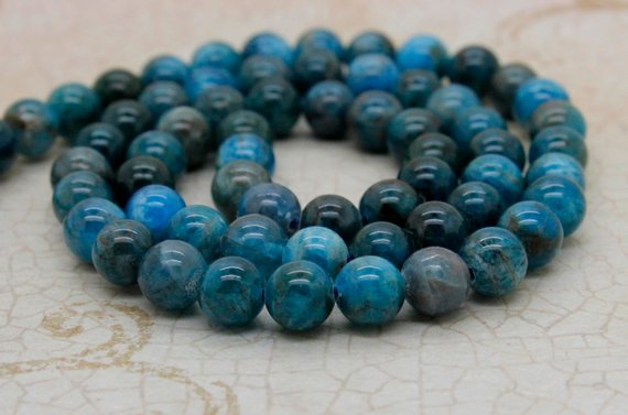 Nautral Apatite Beads, Blue Apatite Smooth Polished Round Sphere Gemstone Beads (4mm 6mm 8mm 10mm) - Pg23