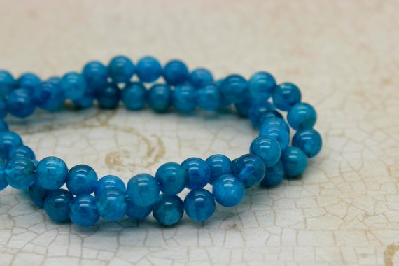 Blue Apatiet Beads, Grade Aaa High Quality Natural Apatite Round Smooth Sphere Gemstone Beads - Rn03