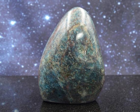 Beautiful Large Polished Blue Apatite From Madagascar | Crystal Display | Natural Crystal Mineral | Self Standing | 4.56" | 901 Grams