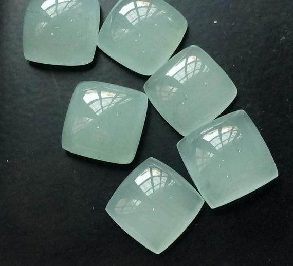 12mm Aquamarine Plain Square Flat Back Cabochon, Milky Aquamarine Cabochon For Jewelry, Aquamarine Gems (5pcs To 10pcs Options)