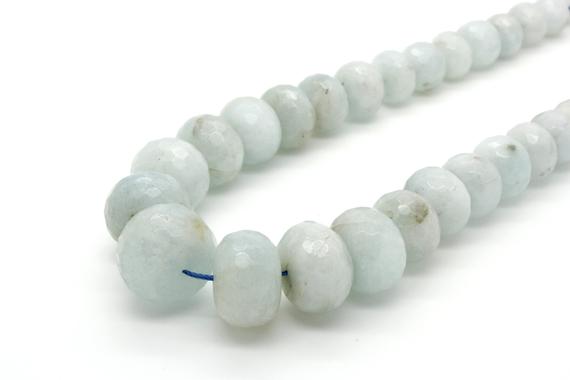 Aquamarine Beads, Natural Blue Aquamarine Faceted Rondelle Grade Aaa Gemstone Loose Beads Assorted Size - Full Strand - Rdf24
