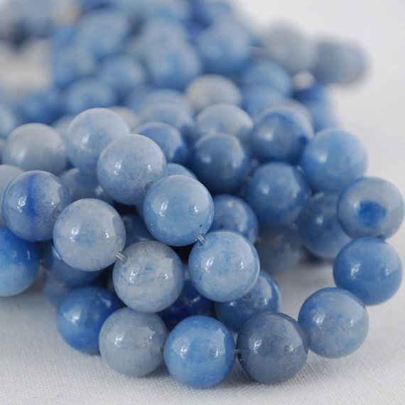 High Quality Grade A Natural Blue Aventurine Semi-precious Gemstone Round Beads - 4mm, 6mm, 8mm, 10mm Sizes - 15" Strand