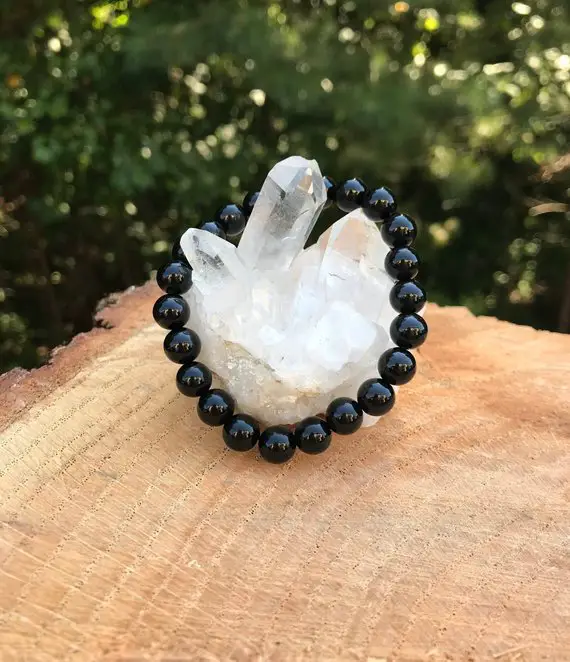 Black Obsidian Bracelet | Root Chakra Stone | Stress Anxiety | Protection | Detox | Grounding | Patience | Calming | Psychic Attack | Mala