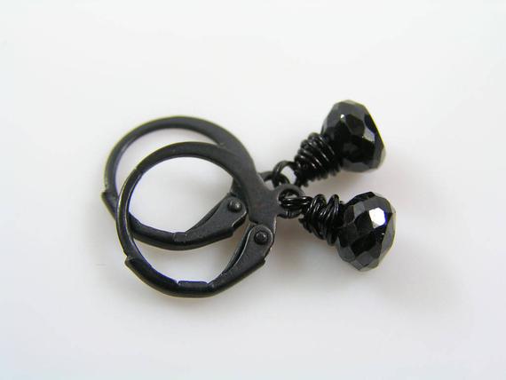 Black Spinel Earrings, Black Earrings, Gothic Earrings, Goth Jewelry, Black Jewelry, Black Gem Earrings, Earrings Handmade, E2450