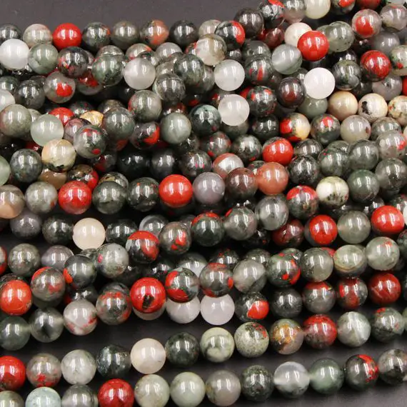 Natural African Bloodstone 4mm Round Beads 6mm Round Beads 8mm Round Beads 10mm Round Beads Polished 15.5" Strand