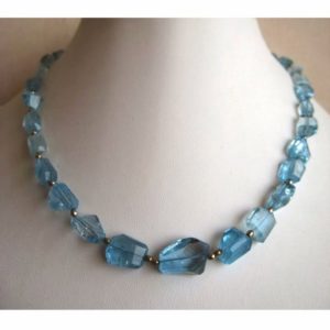 Shop Topaz Necklaces! 8-15mm, Blue Topaz Tumble, Swiss Blue Topaz Necklace, Blue Topaz Faceted Nugget, Topaz For Necklace, Topaz Beads (15 Inch To 8 Inch Options) | Natural genuine Topaz necklaces. Buy crystal jewelry, handmade handcrafted artisan jewelry for women.  Unique handmade gift ideas. #jewelry #beadednecklaces #beadedjewelry #gift #shopping #handmadejewelry #fashion #style #product #necklaces #affiliate #ad