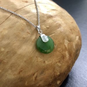 Shop Jade Jewelry! Canadian Jade Pendant With Surgical Steel – Available in Gold or Silver Tone. | Natural genuine Jade jewelry. Buy crystal jewelry, handmade handcrafted artisan jewelry for women.  Unique handmade gift ideas. #jewelry #beadedjewelry #beadedjewelry #gift #shopping #handmadejewelry #fashion #style #product #jewelry #affiliate #ad