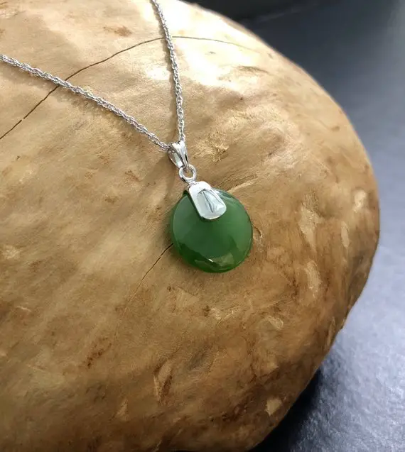 Canadian Jade Pendant With Surgical Steel - Available In Gold Or Silver Tone.
