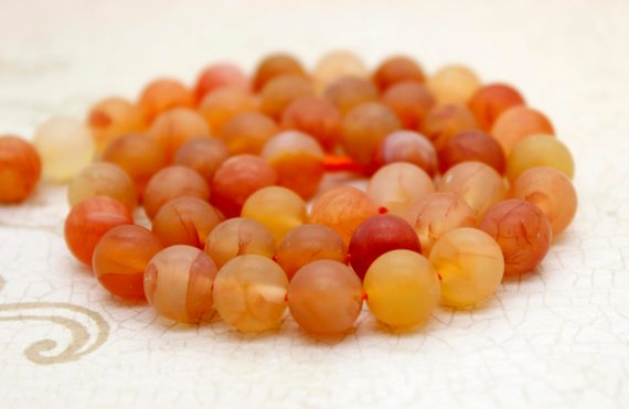 Natural Carnelian, Matte Orange Carnelian Round Loose Gemstone Beads (8 10 16mm) - Pg149