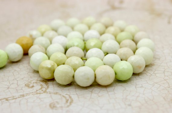 Natural Chrysoprase, Lemon Chrysoprase Faceted Round Natural Loose Gemstone Beads (7mm 10mm) - Pg146
