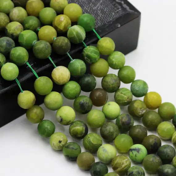 Light Green Chrysoprase Matte Round Beads 6mm 8mm 10mm 15.5" Strand