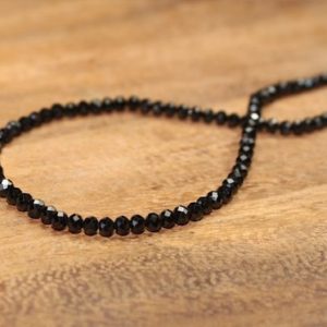Shop Spinel Jewelry! Chunky Black Spinel Necklace, Black Spinel Jewelry, Sterling Silver, Layering, Beaded, Layering Necklace, 5mm, Women, Men, UNISEX | Natural genuine Spinel jewelry. Buy crystal jewelry, handmade handcrafted artisan jewelry for women.  Unique handmade gift ideas. #jewelry #beadedjewelry #beadedjewelry #gift #shopping #handmadejewelry #fashion #style #product #jewelry #affiliate #ad