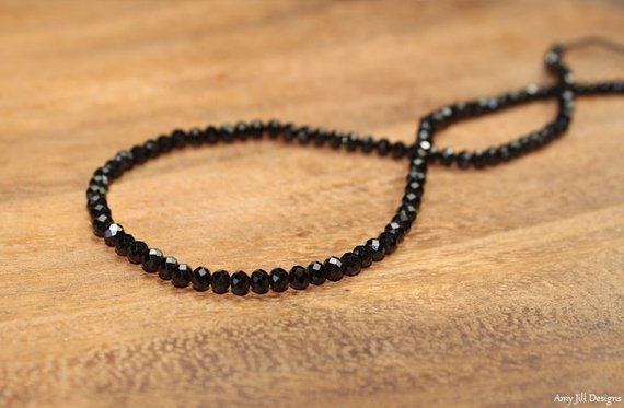 Chunky Black Spinel Necklace, Black Spinel Jewelry, Sterling Silver, Layering, Beaded, Layering Necklace, 5mm, Women, Men, Unisex