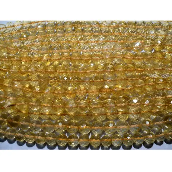 7mm Citrine Micro Faceted Rondelle Beads, Sparkling Golden Orange Citrine Faceted Rondelles For Jewelry (7in To 14in Options) - Cofr