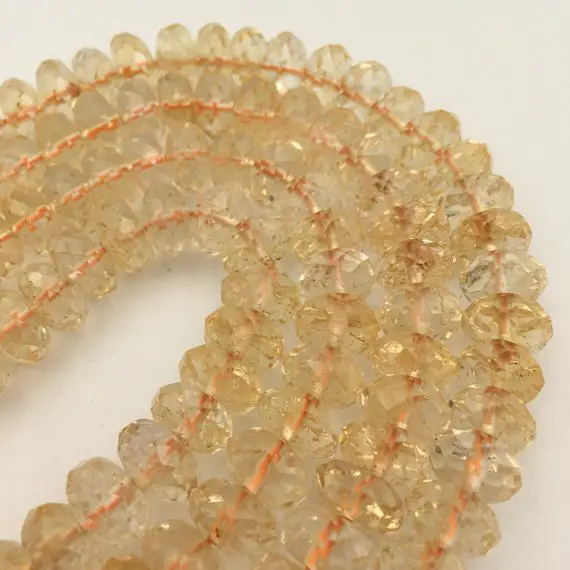 Natural Citrine Faceted Rondelle Beads 5x8mm 6x10mm 6x12mm 15.5" Strand