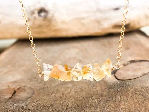 Raw Citrine Necklace - November Birthstone Necklace - Properity And Luck - Scorpio Zodiac Necklace - Gemstone Choker - Gift For Her