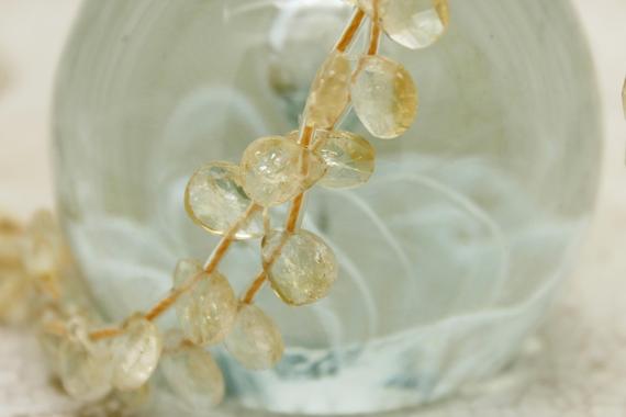 Natural Citrine, Yellow Citrine Transparent Faceted Pear Shape Natural Loose Gemstone Beads - Pg285