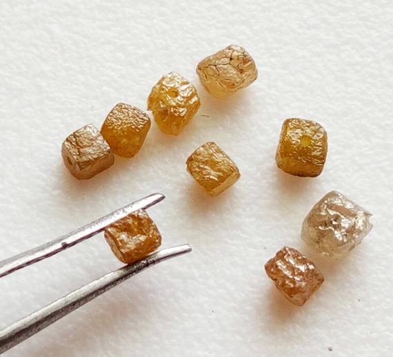 2-2.5mm Yellow Diamond Rough Drilled Cubes, Natural Yellow Raw Diamond, Loose Diamond Box Cubes, Uncut Diamond For Jewelry (1ct To 10ct)