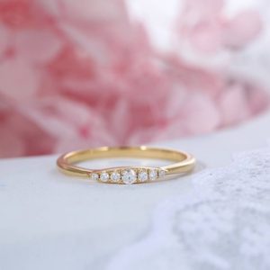 Vintage Cluster Diamond wedding Band Dainty Gold Eternity band Art deco Simple Delicate Stacking Bridal set Promise Anniversary ring | Natural genuine Gemstone rings, simple unique alternative gemstone engagement rings. #rings #jewelry #bridal #wedding #jewelryaccessories #engagementrings #weddingideas #affiliate #ad