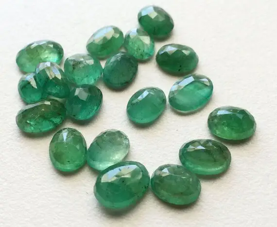 8x6mm To 9x7mm Emerald Oval, Emerald, Oval Cut Stone, Emerald Faceted Stone, 3 Pieces In 5 Carats Emerald Cabochons, Original Emerald