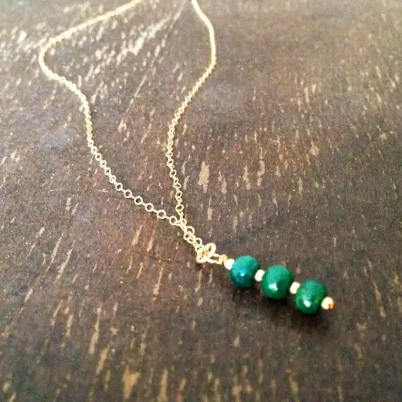 Emerald Necklace - May Birthstone - Green Jewellery - Gold Jewelry - Gemstone - Chain - Pendant