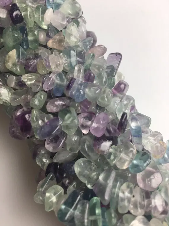 Fluorite Irregular Pebble Nugget Chips Beads 7-8mm 34" Strand