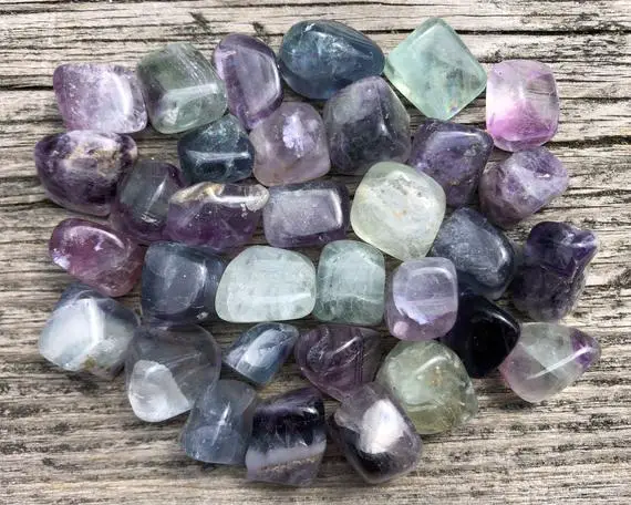1/4 Pound Rainbow Fluorite Tumbles / Quarter Lb Purple Blue Green Tumbled Stones