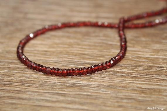 Red Garnet Necklace, Garnet Jewelry, Sterling Silver Or Gold Filled, Minimalist, Beaded, Layering Necklace, Valentine's Day, Love