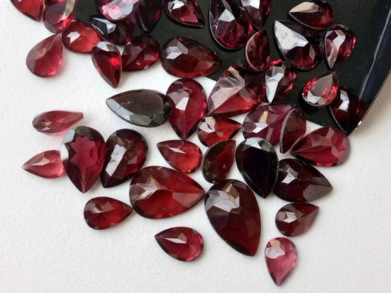6x8mm - 8x12mm Approx. Garnet Pear Cut Stone, Natural Faceted Garnet Stone, Loose Garnet, Garnet For Jewelry (5cts To 10cts Option)