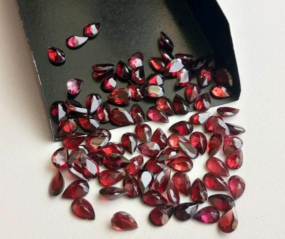 3.5x5mm - 5x6.5mm Approx. Garnet Pear Cut Stone, Natural Faceted Garnet Stones, Loose Garnet For Jewelry (10cts To20cts Options)- Adg134