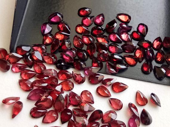 5x7mm - 5x8mm Approx. Garnet Pear Cut Stone, Natural Faceted Garnet Stones, Loose Garnet For Jewelry (10cts To 20cts Options)- Adg145