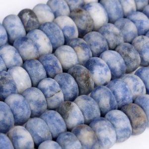 Shop Sodalite Rondelle Beads! Genuine Natural Matte Blue Spot Loose Beads Rondelle Shape 6x4mm 8x5mm | Natural genuine rondelle Sodalite beads for beading and jewelry making.  #jewelry #beads #beadedjewelry #diyjewelry #jewelrymaking #beadstore #beading #affiliate #ad