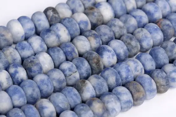 Genuine Natural Matte Blue Spot Loose Beads Rondelle Shape 6x4mm 8x5mm