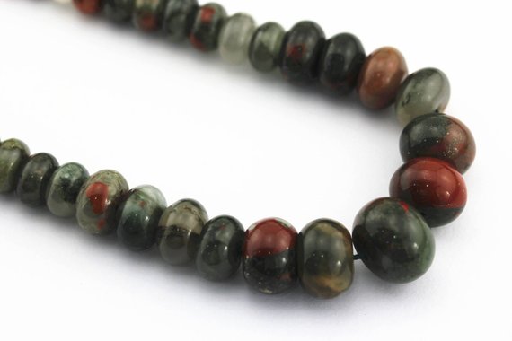African Bloodstone Graduated Smooth Rondelle Beads 6-16mm 15.5" Strand
