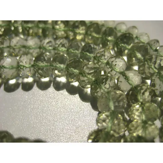 6mm Green Amethyst Micro Faceted Rondelles, Green Amethyst Faceted Beads, Green Amethyst Beads For Jewelry (5in To 10in Options)