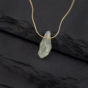 Green Amethyst Necklace, Raw Crystal Necklace,  Crystal Jewelry, Birthstone Jewelry, Rough Stone Necklace, Gift Ideas for Her, NK-TH | Natural genuine Gemstone necklaces. Buy crystal jewelry, handmade handcrafted artisan jewelry for women.  Unique handmade gift ideas. #jewelry #beadednecklaces #beadedjewelry #gift #shopping #handmadejewelry #fashion #style #product #necklaces #affiliate #ad
